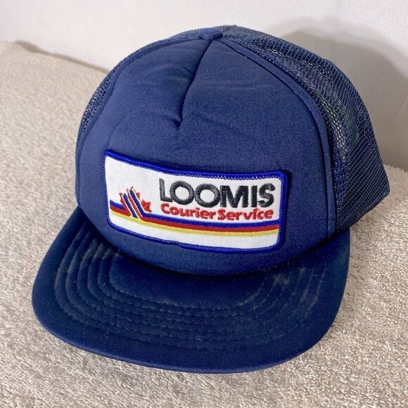 Vintage Navy Blue Loomis Snap Back Mesh Back Trucker Style Hat - Picture 1 of 13